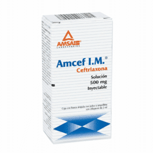 AMCEF I.M CEFTRIAXONA 500MG SOL INY C/FRASCO AMPULA