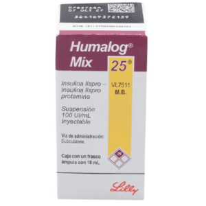 HUMALOG MIX 25 INSULINA LISPRO 100UI/ML SUSPENSION INYECTABLE CAJA FRASCO AMPULA 10ML