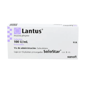 LANTUS SOLOSTAR INSULINA GLARGINA 100UI SOLUCION INYECTABLE CAJA CON 5 PLUMAS PRECARGADAS 3ML