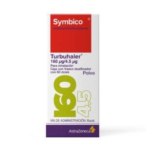 SYMBICORT BUDESONIDA/FORMOTEROL 160UG/4.5UG TURBUHALER POLVO CAJA C/FCO DOSIF C/60 DOSIS PVP 1099