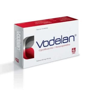 VODELAN CIPROFLOXACINO/FENAZOPIRIDINA 500/100MG C/14 TABLETAS